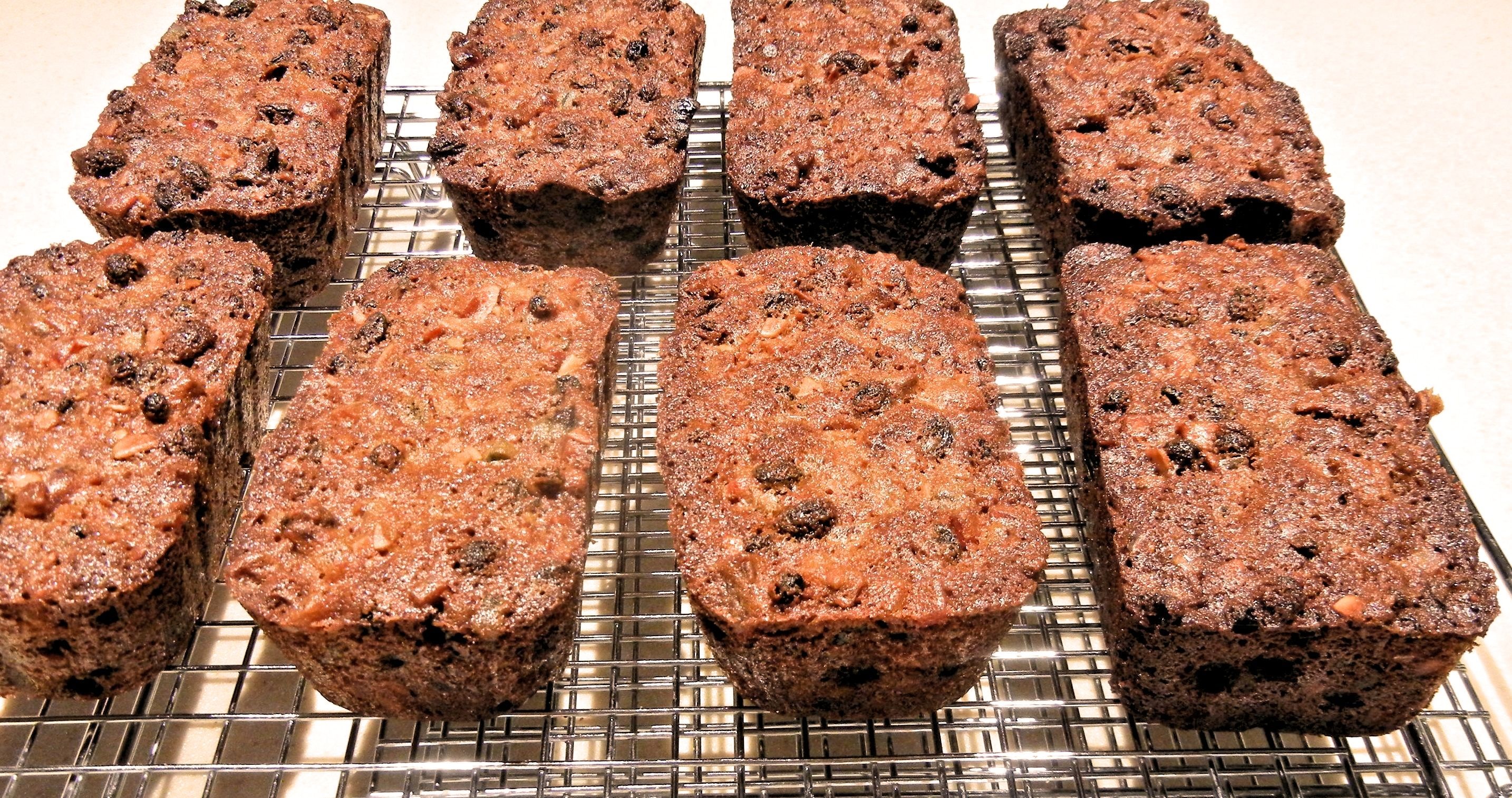 fruitcakes with raisins, almonds and cherries